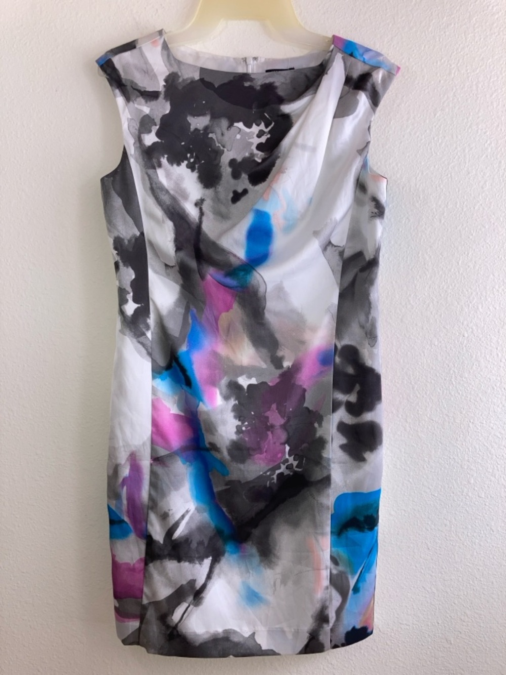 Ann Taylor Abstract Multicolor Watercolor Sleeveless Midi Dress Size 4P